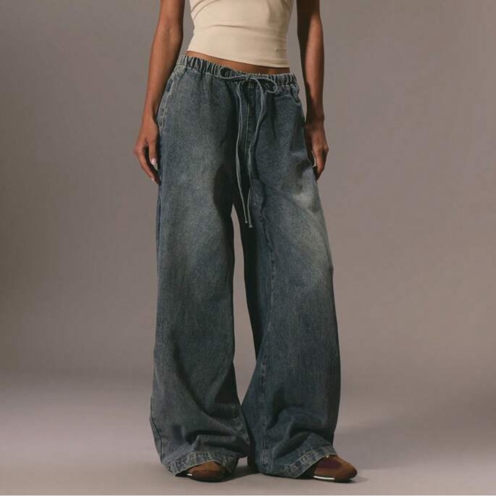 MUSERA Drawstring Denim Trousers